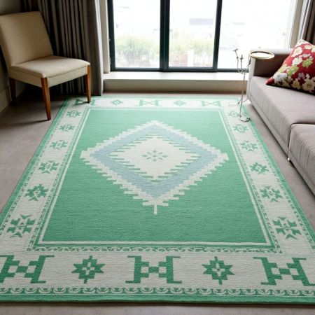 Western Rodeo Boot Wool Rug Handknotted